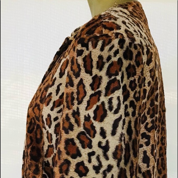 Philippe ADEC PARIS Rouge Ligne $545 LEOPARD Print Faux Fur SWING JACKET Size 8 - Picture 6 of 16